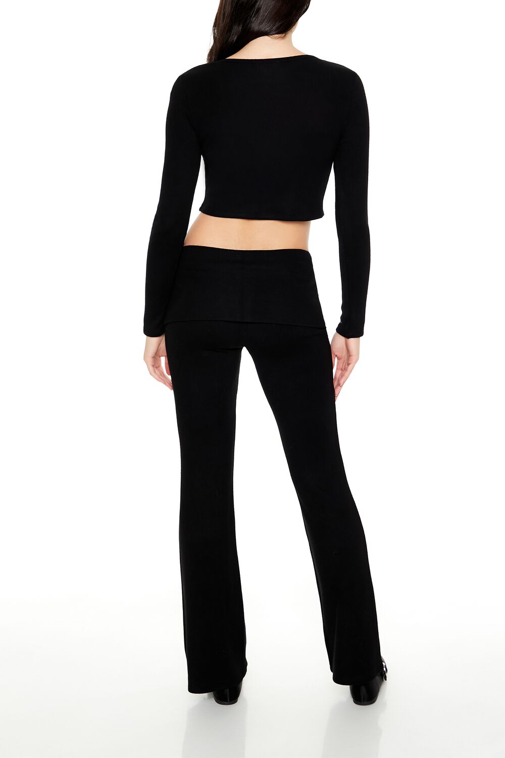  Forever 21 Mid-Rise Foldover Flare Pants - oatmeal - Bonton