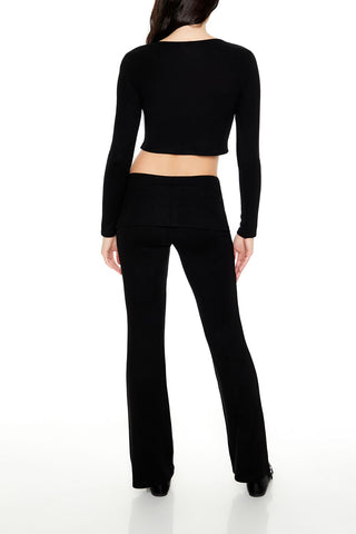 Mid-Rise Foldover Flare Pants