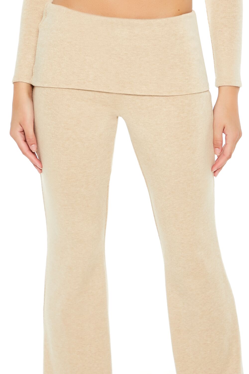  Forever 21 Mid-Rise Foldover Flare Pants - oatmeal - Bonton
