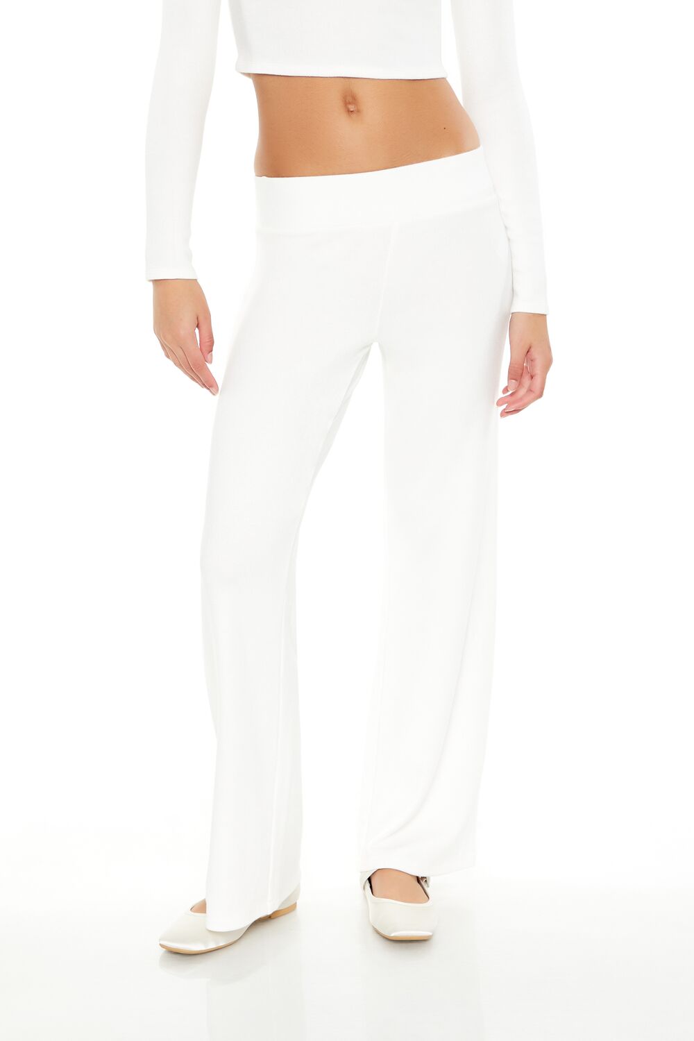  Forever 21 High-Rise Wide-Leg Pants - ivory - Bonton