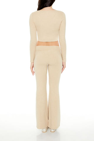 Mid-Rise V-Cut Flare Pants