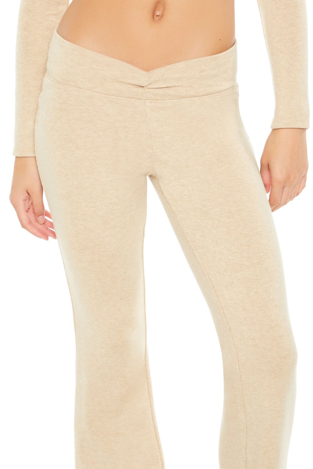  Forever 21 Mid-Rise V-Cut Flare Pants - oatmeal - Bonton