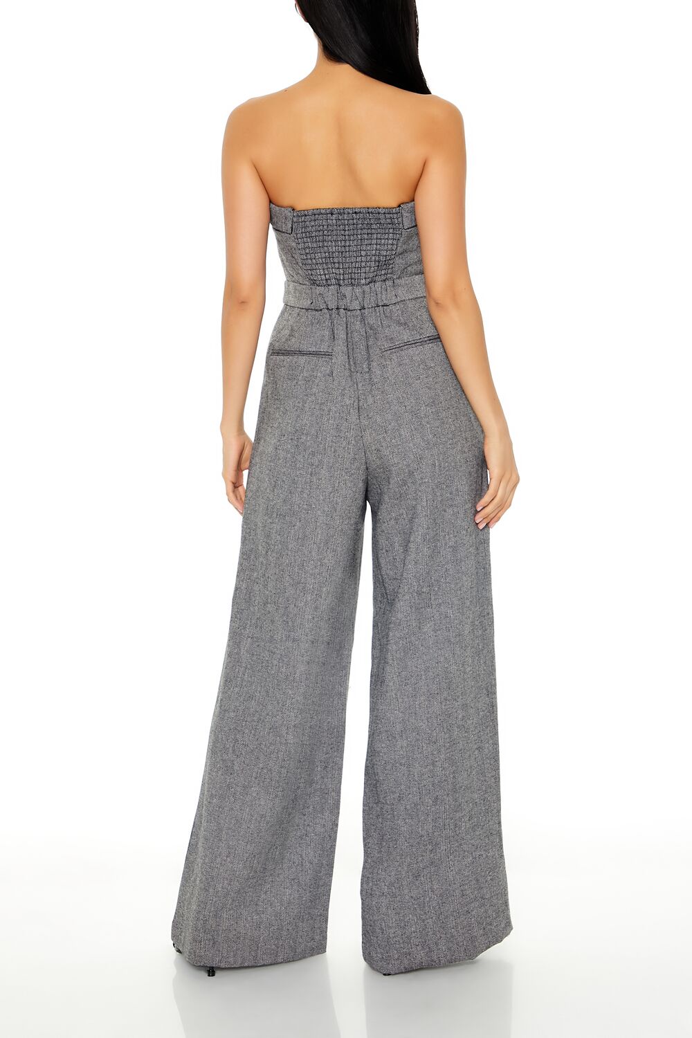  Forever 21 Strapless Wide-Leg Jumpsuit - black-multi - Bonton