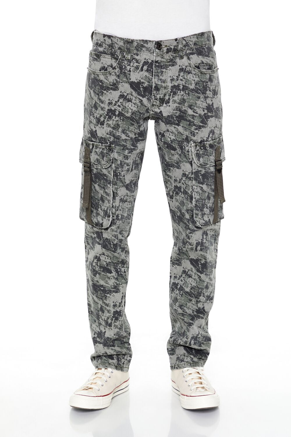  Forever 21 Camo Drawstring Cargo Pants - taupe-multi - Bonton
