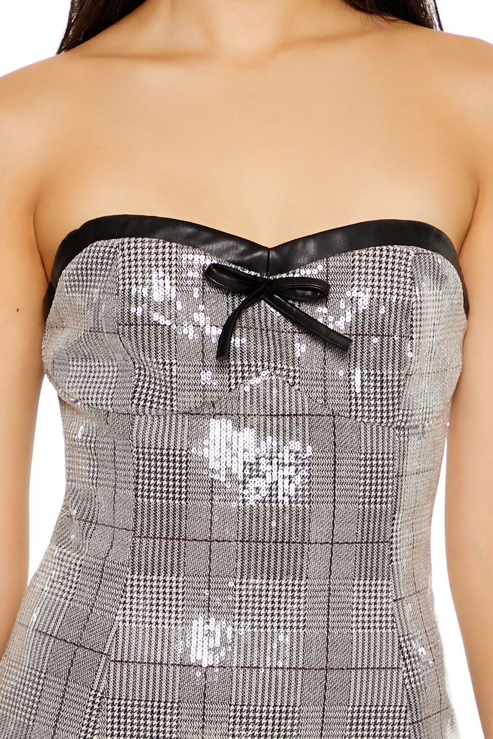  Forever 21 Sequin Plaid Mini Dress - black-multi - Bonton