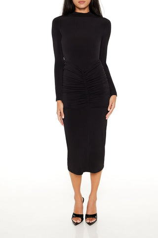 Ruched Bodycon Midi Dress