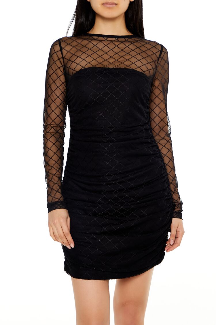  Forever 21 Lattice Combo Sweater Dress - black-swatch - Bonton