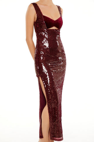 Sequin Cutout Maxi Dress