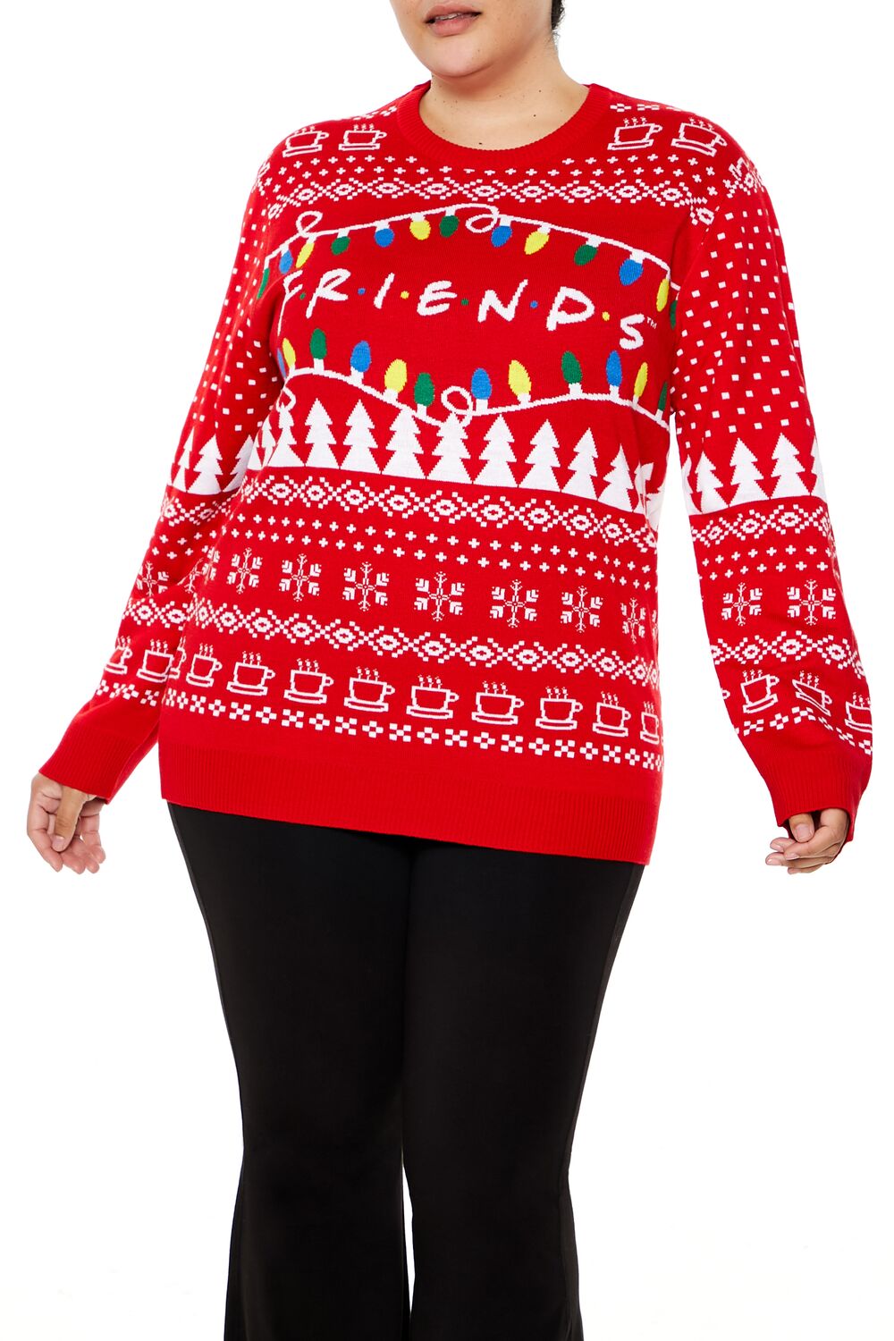  Forever 21 Plus Size Friends Fair Isle Sweater - red multi - Bonton