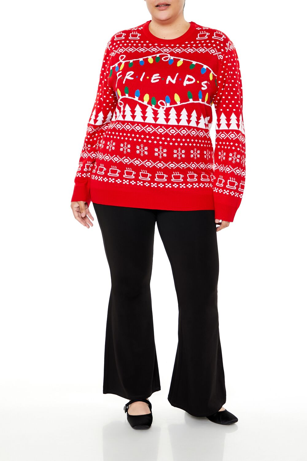  Forever 21 Plus Size Friends Fair Isle Sweater - red multi - Bonton