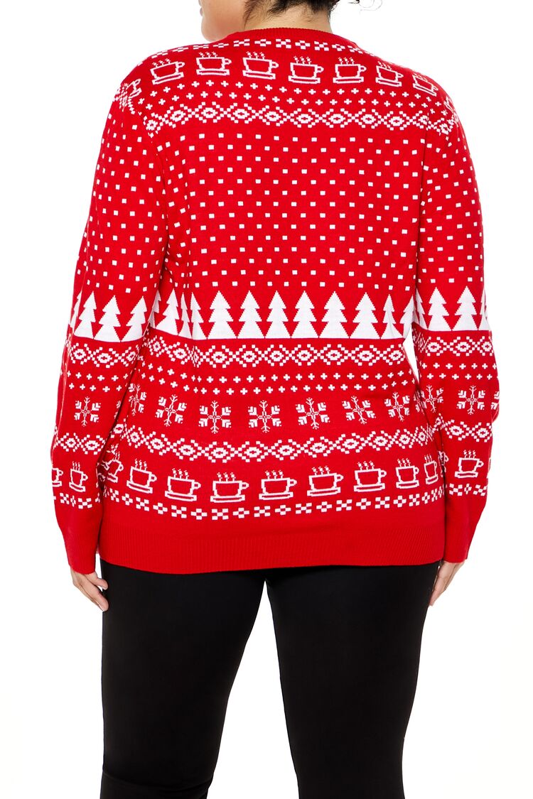  Forever 21 Plus Size Friends Fair Isle Sweater - red multi - Bonton