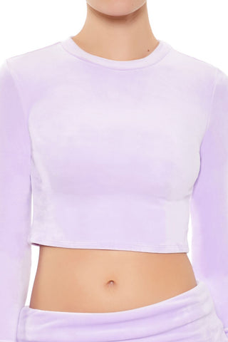 Velour Long-Sleeve Crop Top