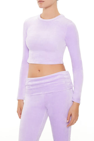 Velour Long-Sleeve Crop Top