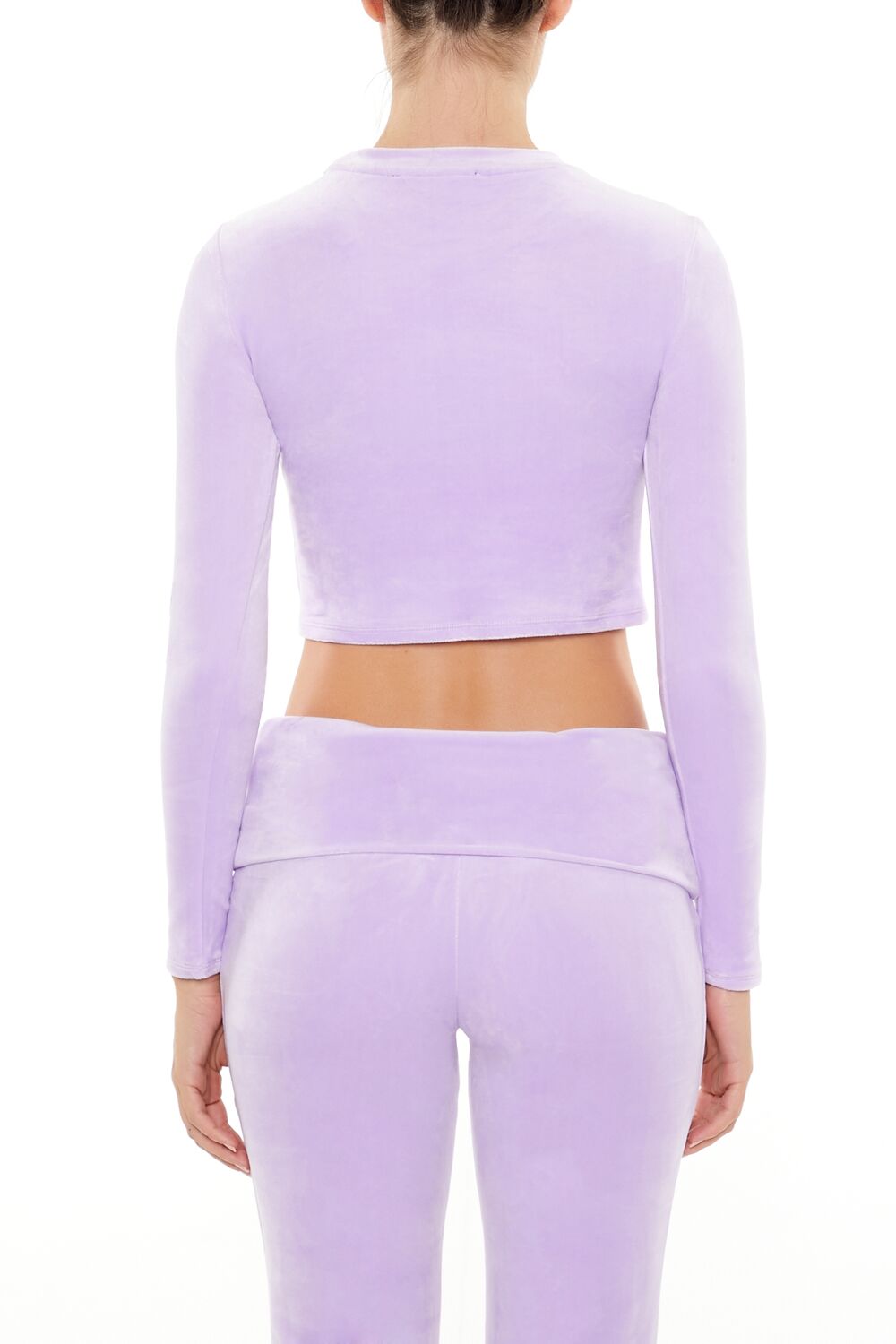  Forever 21 Velour Long-Sleeve Crop Top - lavender - Bonton