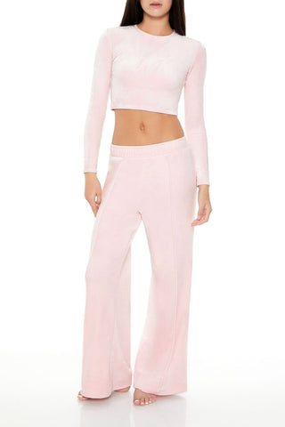 Velour Long-Sleeve Crop Top