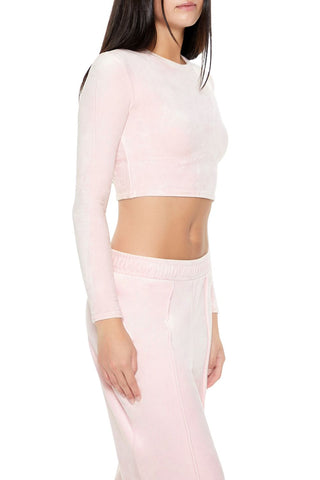 Velour Long-Sleeve Crop Top