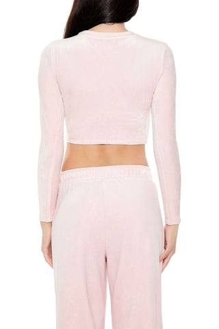 Velour Long-Sleeve Crop Top