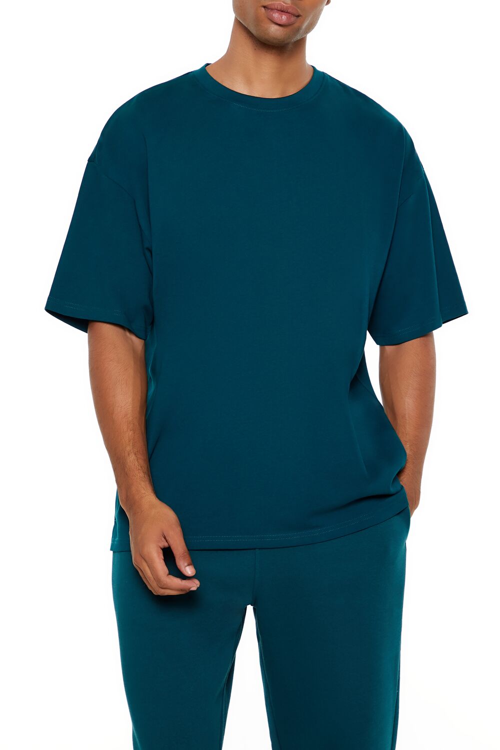  Forever 21 Essential High-Low Crew Tee - blue - Bonton