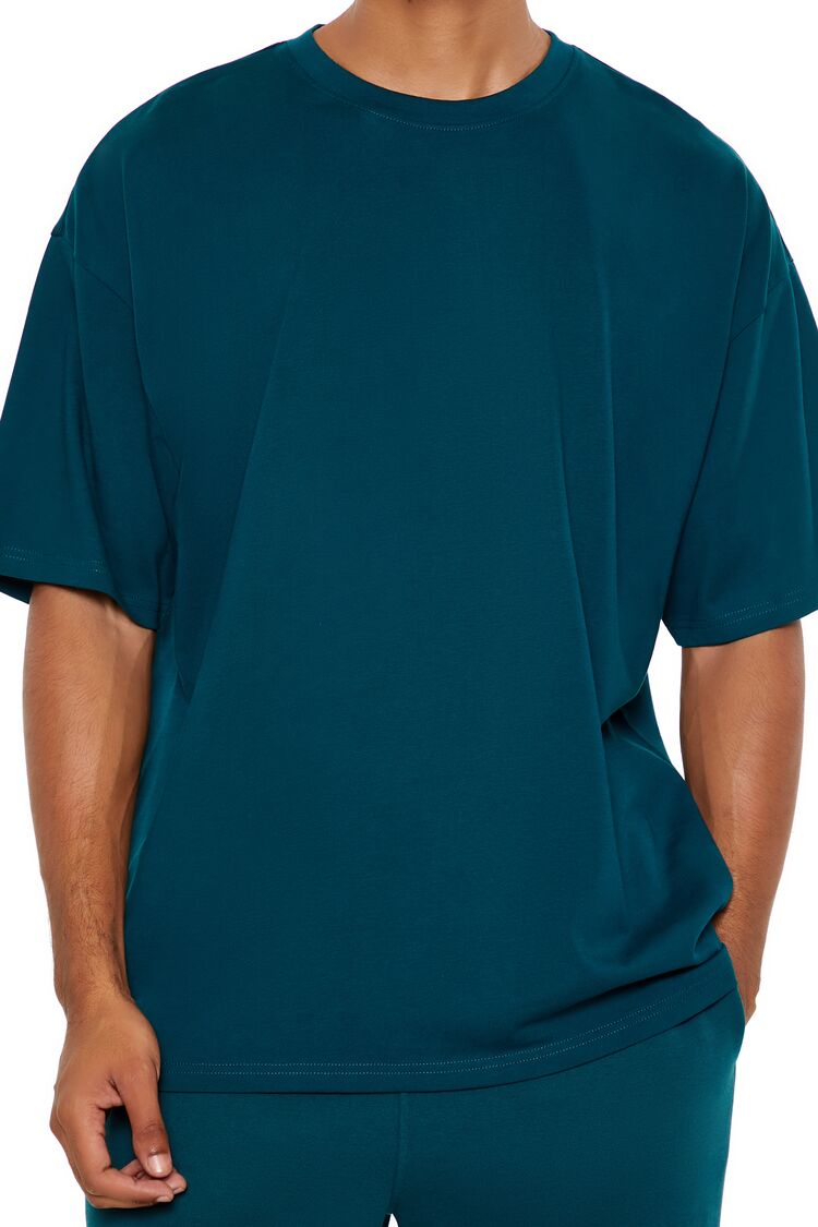  Forever 21 Essential High-Low Crew Tee - blue - Bonton