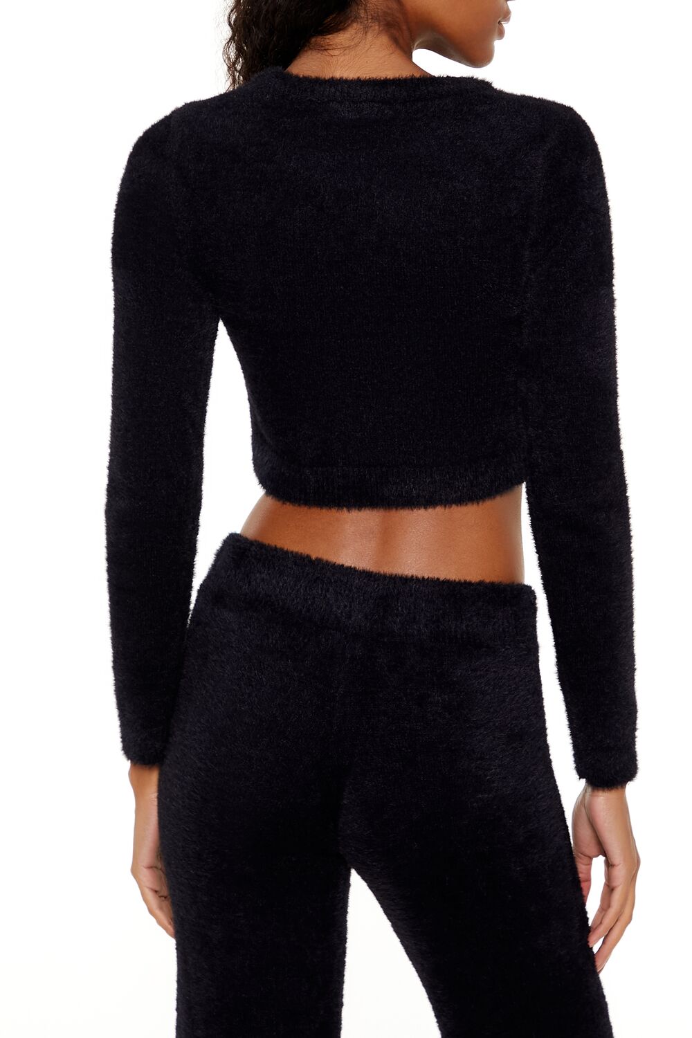  Forever 21 Fuzzy Knit Cropped Sweater - black - Bonton
