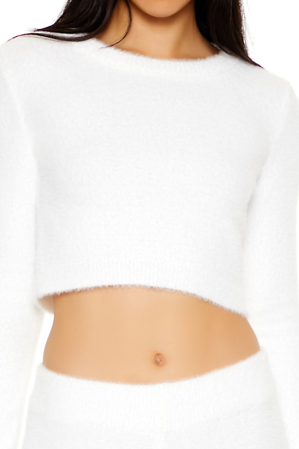  Forever 21 Fuzzy Knit Cropped Sweater - black - Bonton