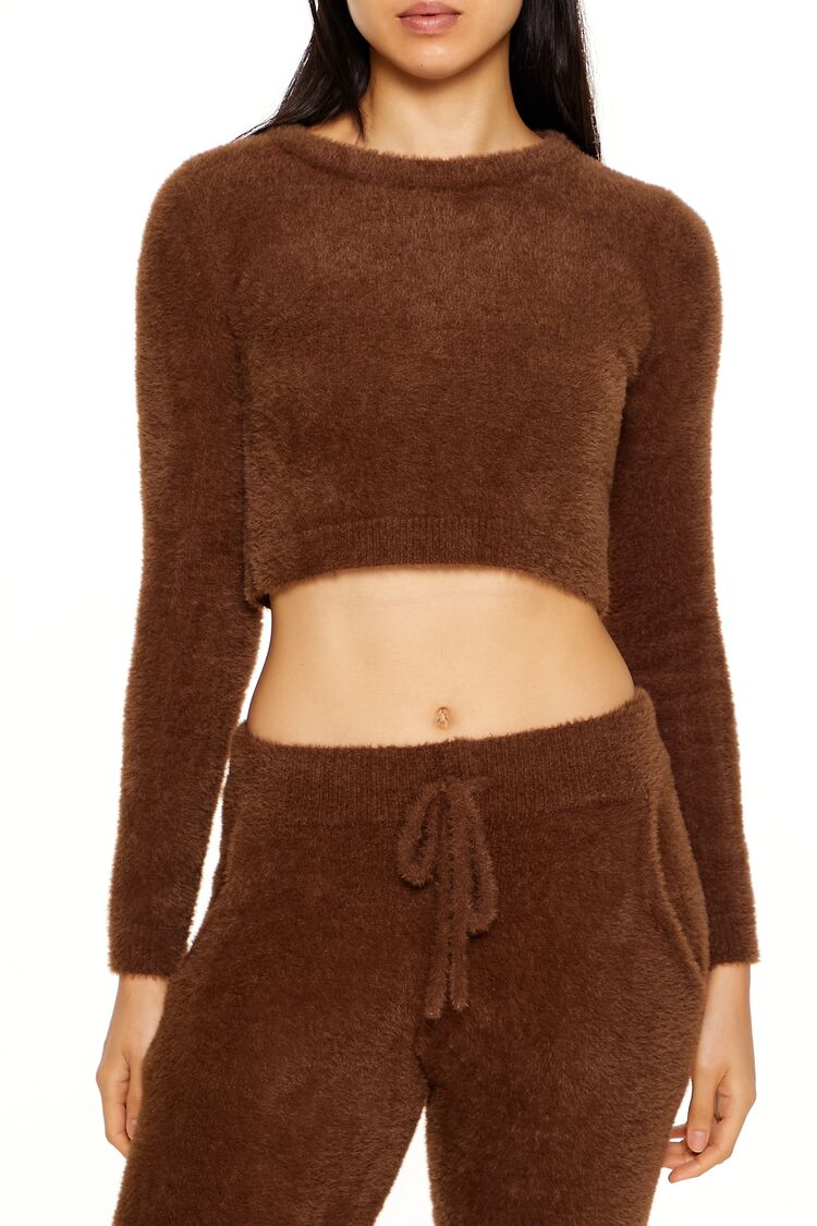  Forever 21 Fuzzy Knit Cropped Sweater - black - Bonton