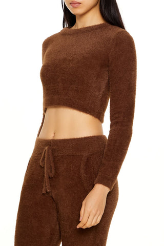 Fuzzy Knit Cropped Sweater