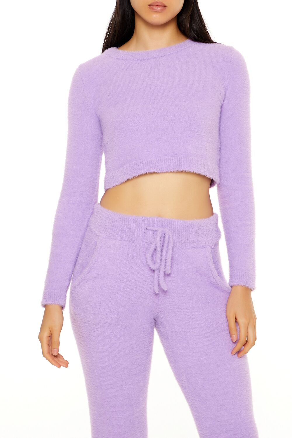  Forever 21 Fuzzy Knit Cropped Sweater - black - Bonton