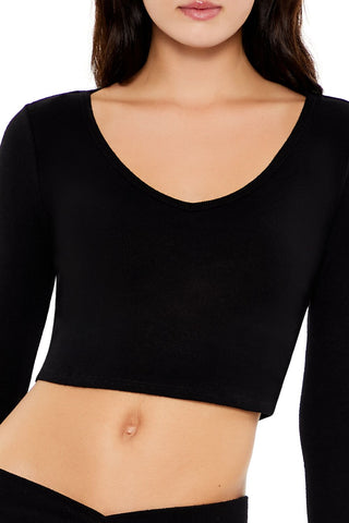 V-Neck Long-Sleeve Crop Top