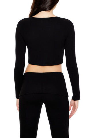 Button-Front Crop Top