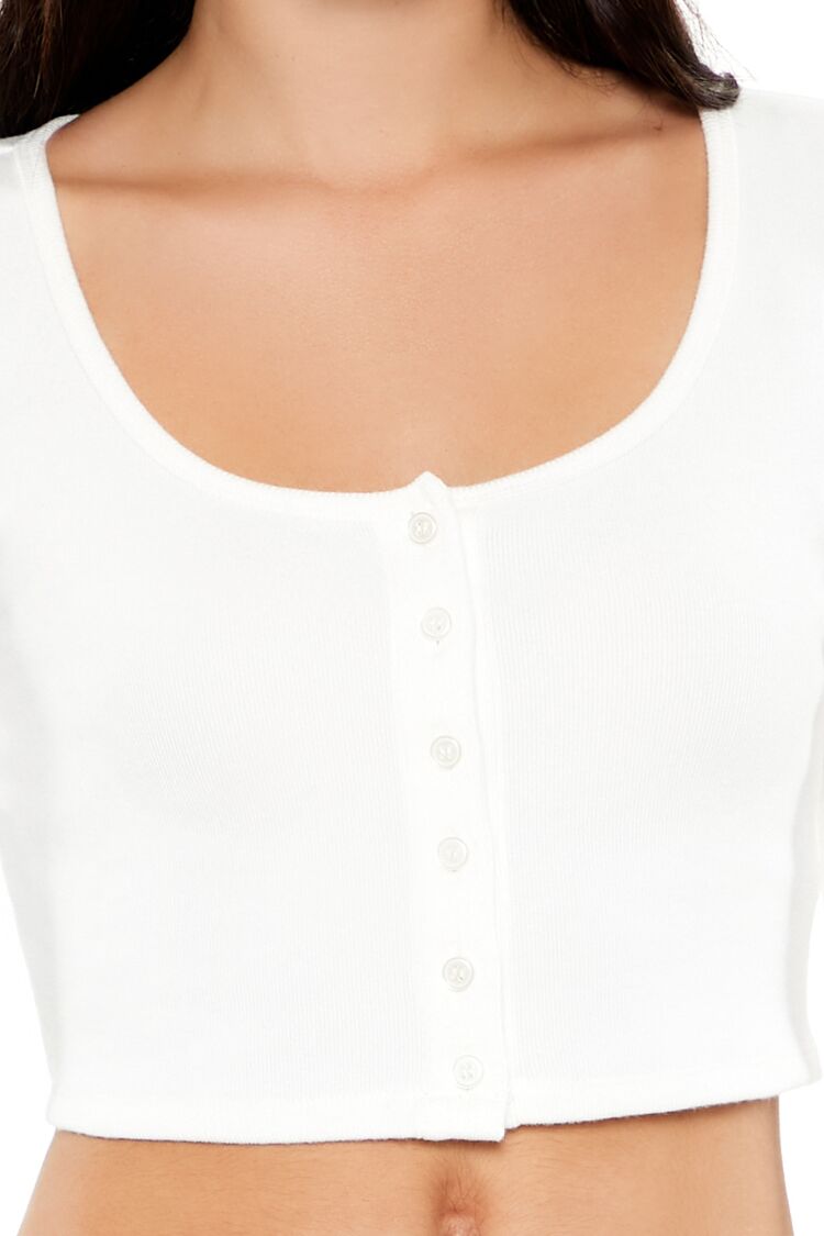  Forever 21 Button-Front Crop Top - ivory - Bonton