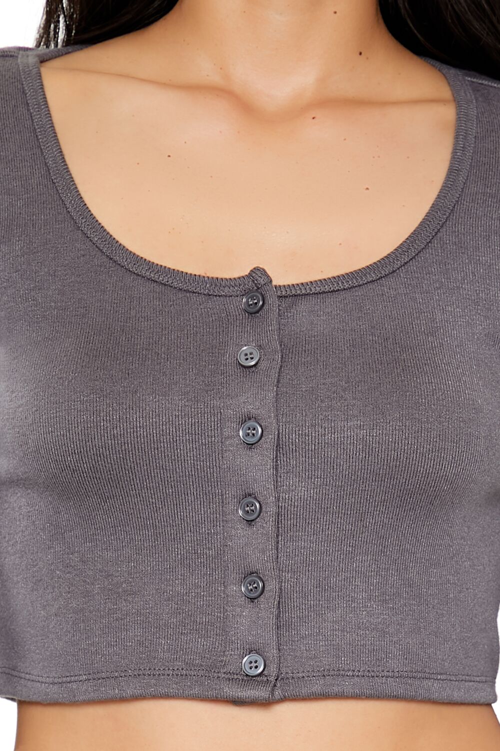  Forever 21 Button-Front Crop Top - ivory - Bonton