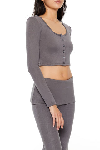 Button-Front Crop Top