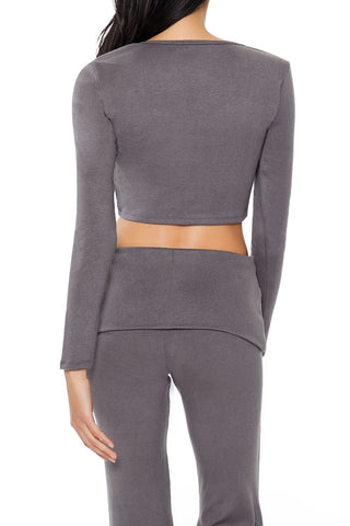 Button-Front Crop Top