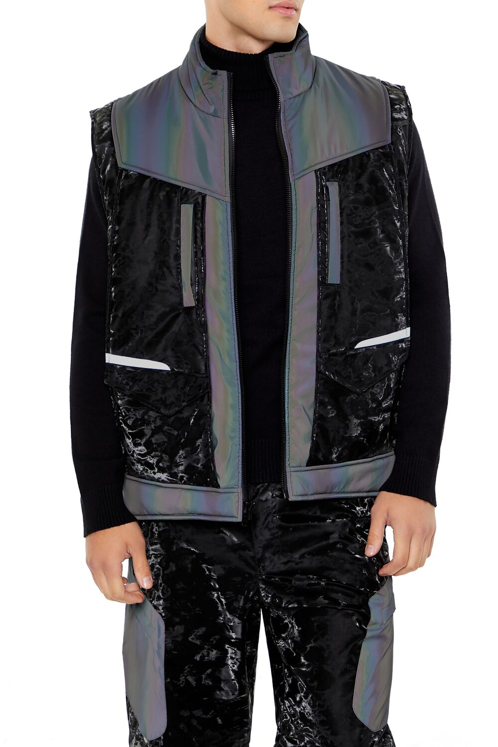  Forever 21 Active Waterproof Reflective Ski Vest - black-grey - Bonton