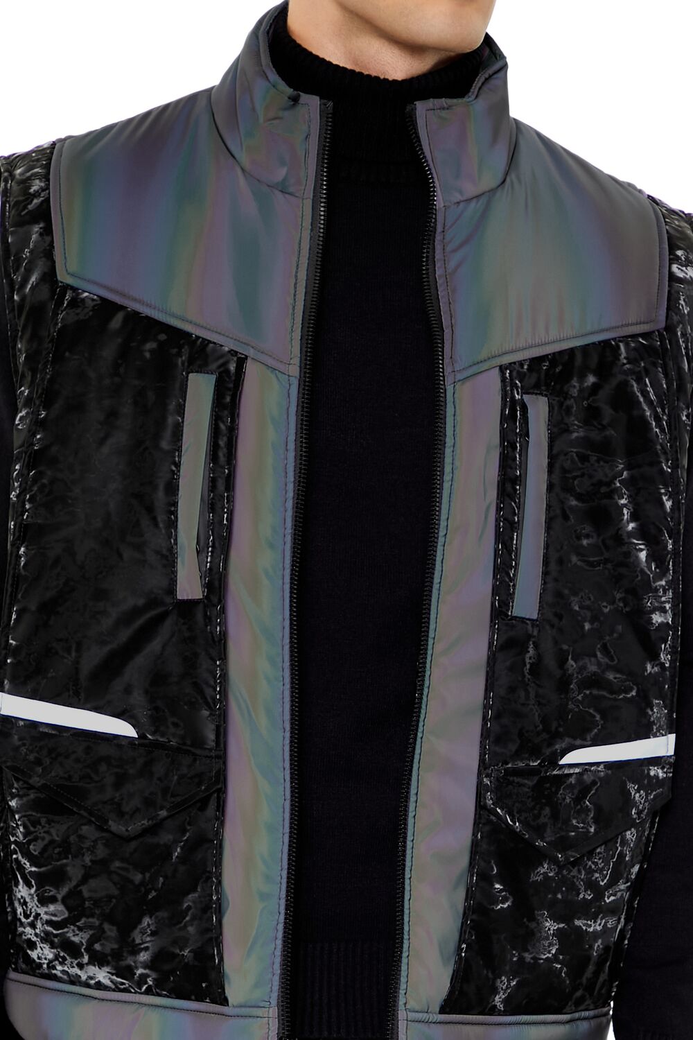  Forever 21 Active Waterproof Reflective Ski Vest - black-grey - Bonton