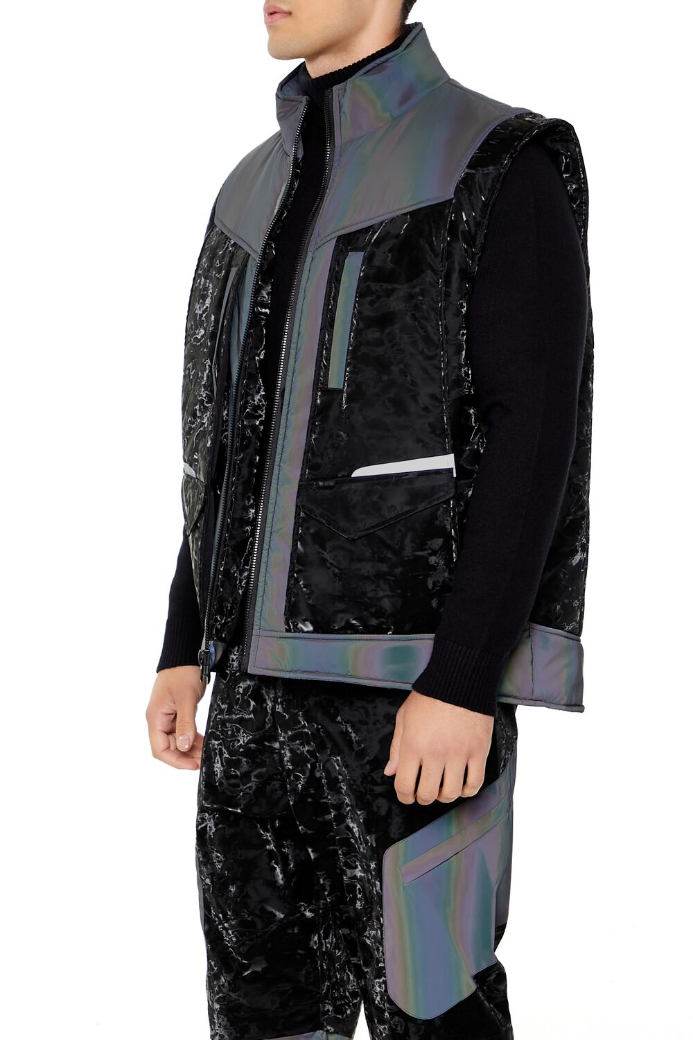  Forever 21 Active Waterproof Reflective Ski Vest - black-grey - Bonton