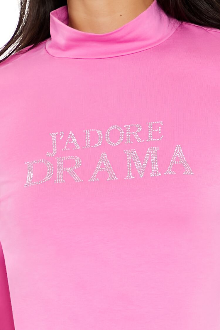  Forever 21 Rhinestone Jadore Drama Top - pink multi - Bonton