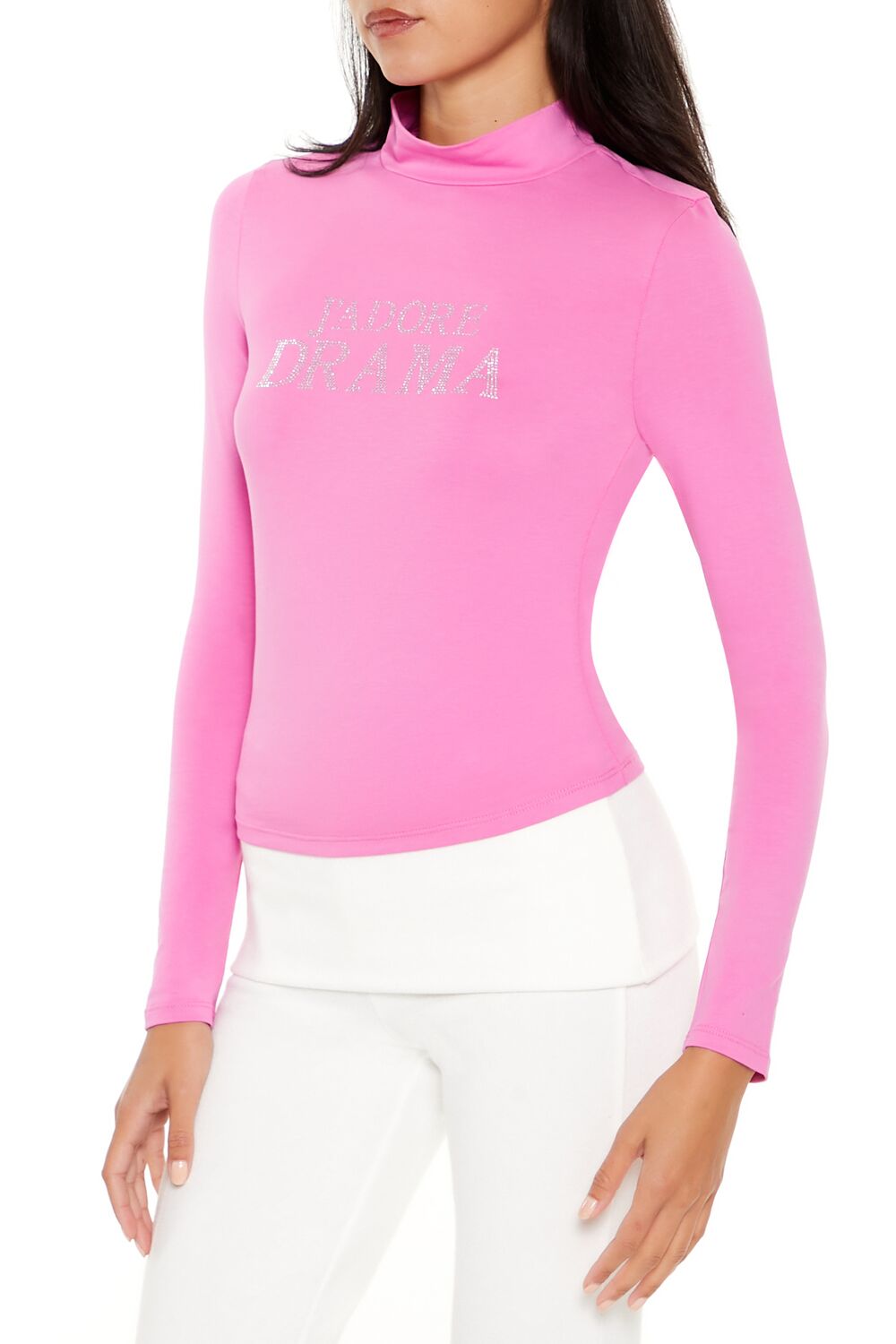  Forever 21 Rhinestone Jadore Drama Top - pink multi - Bonton