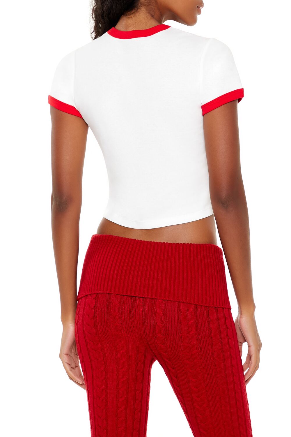  Forever 21 Coca-Cola Snow Ringer Baby Tee - white multi - Bonton