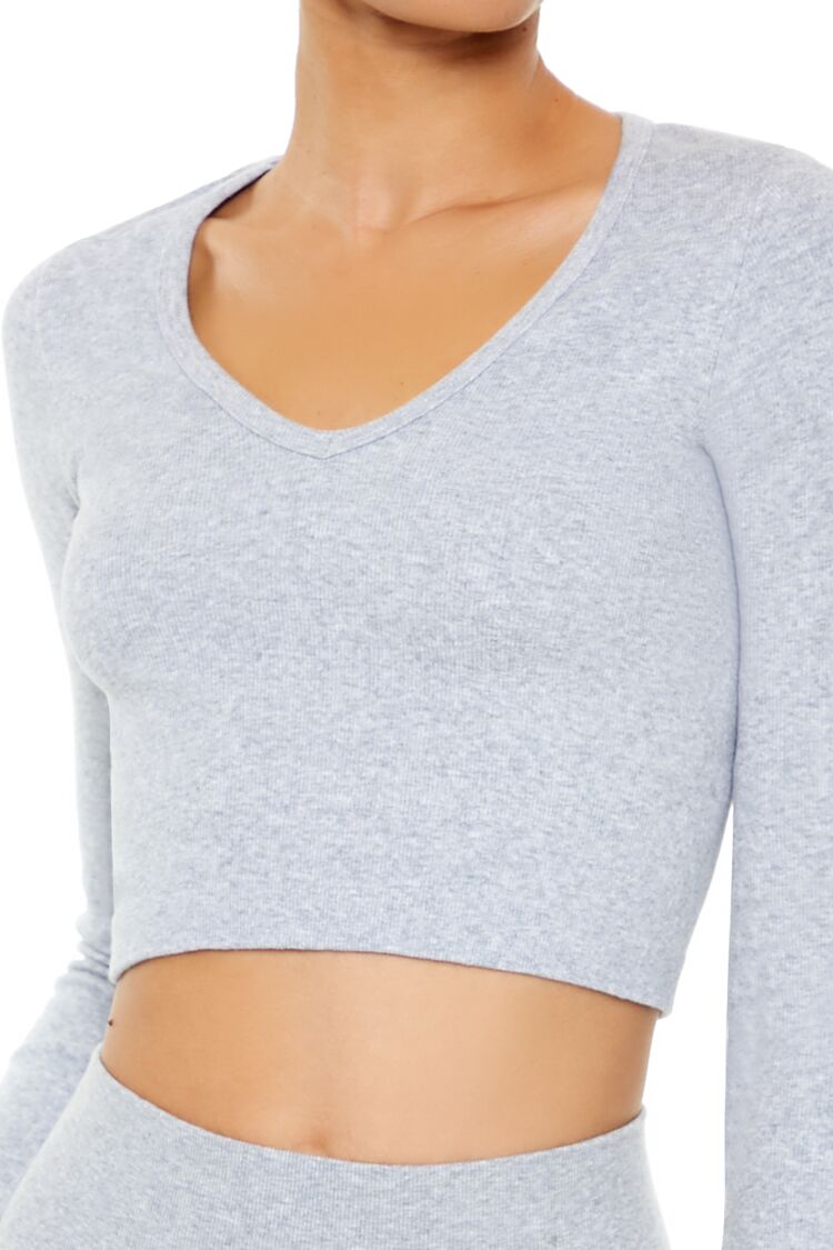  Forever 21 Active Seamless V-Neck Crop Top - heather grey - Bonton