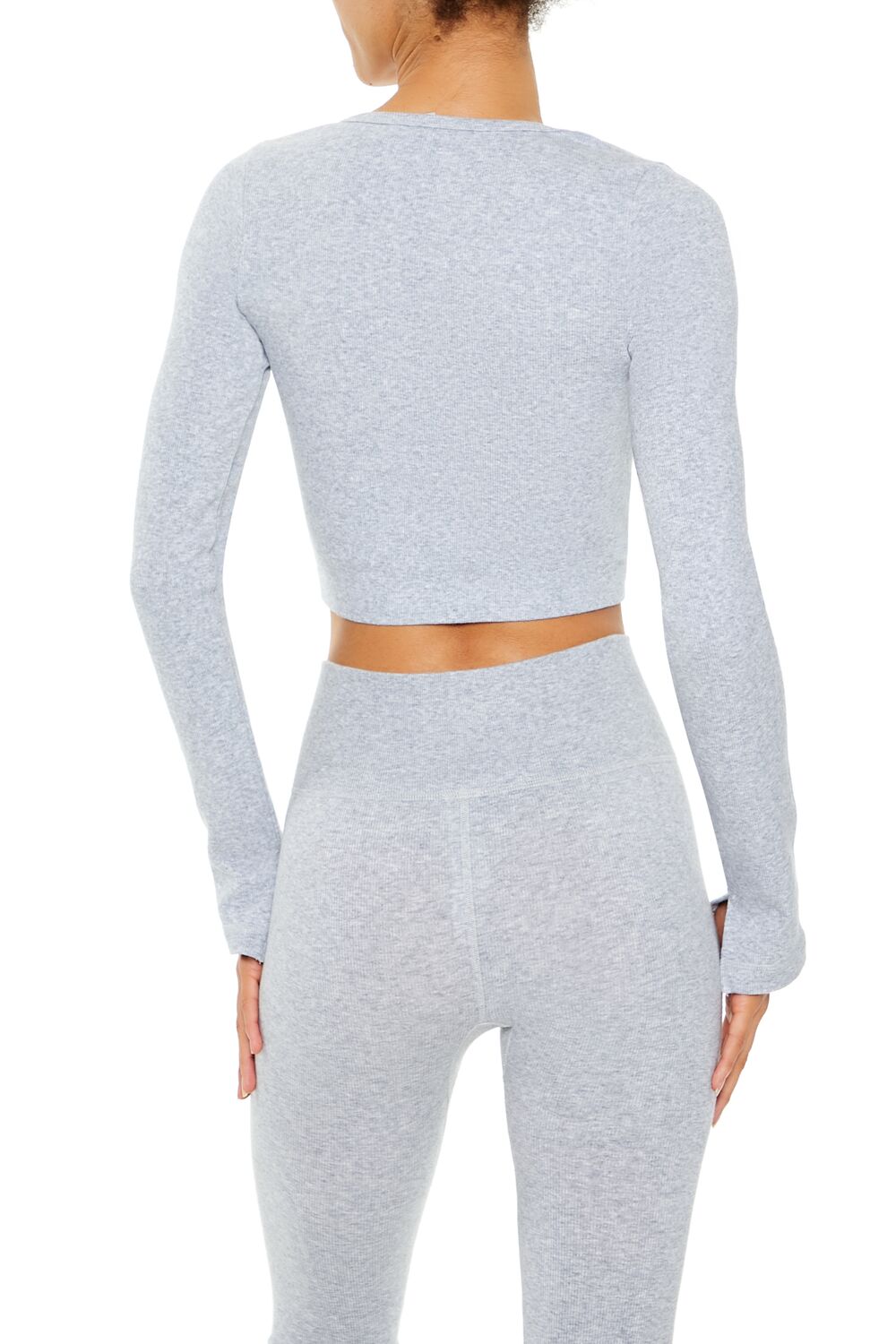 Forever 21 Active Seamless V-Neck Crop Top - heather grey - Bonton