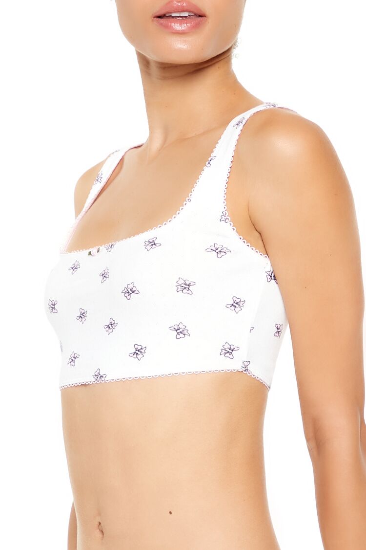  Forever 21 Rosette Bow Longline Bralette - vanilla-multi - Bonton