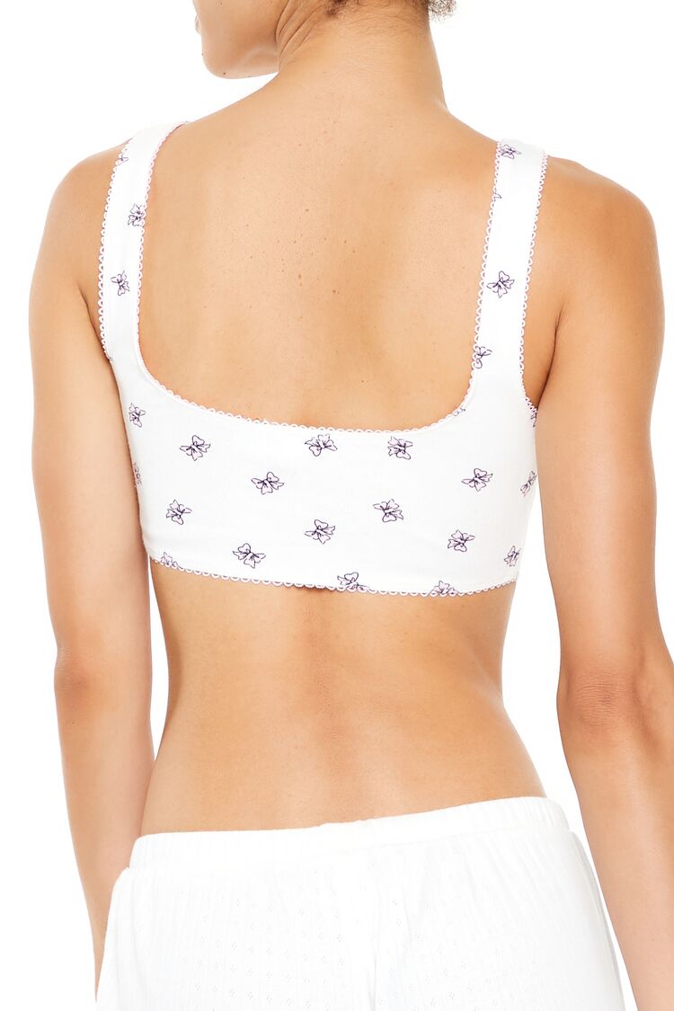  Forever 21 Rosette Bow Longline Bralette - vanilla-multi - Bonton