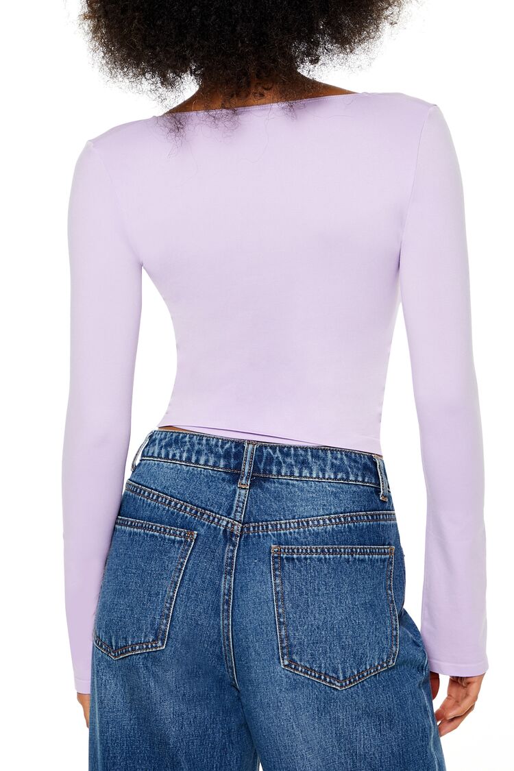  Forever 21 Seamless Knit V-Neck Crop Top - egret - Bonton