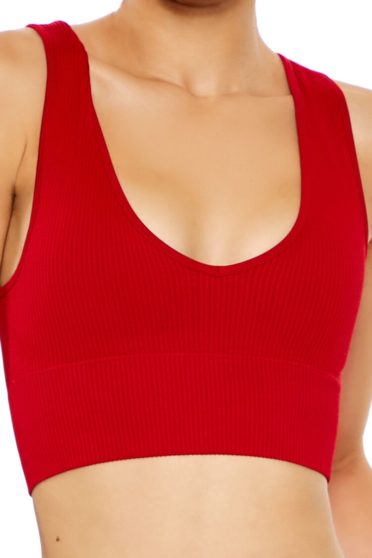  Forever 21 Active Seamless V-Neck Sports Bra - dark red - Bonton