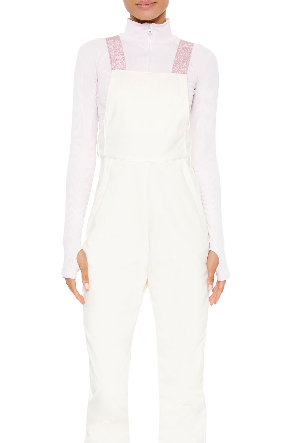  Forever 21 Active Waterproof Glitter Ski Jumpsuit - white - Bonton