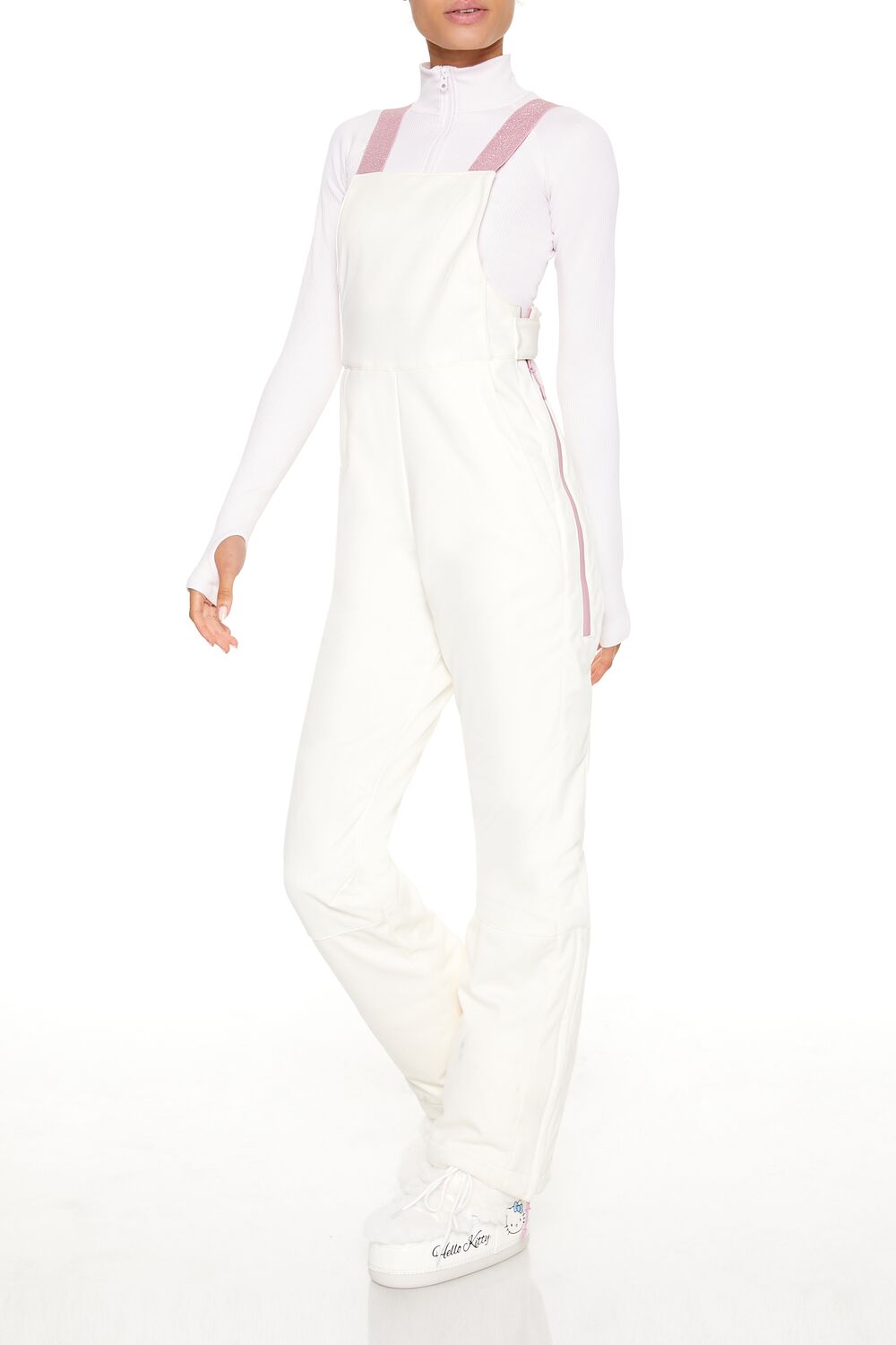  Forever 21 Active Waterproof Glitter Ski Jumpsuit - white - Bonton