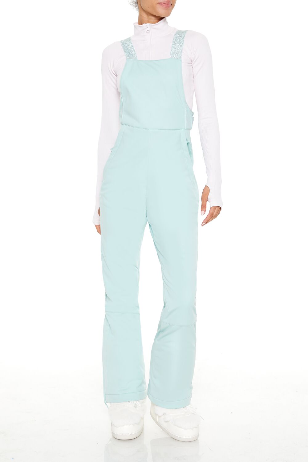  Forever 21 Active Waterproof Glitter Ski Jumpsuit - white - Bonton