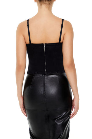 Lace & Denim Bustier Top